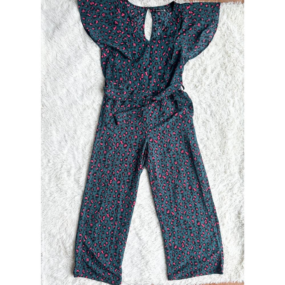 Dark Teal and Hot Pink Cheetah Print Jumpsuit size large